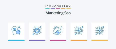 Marketing Seo Blue 5 Icon Pack inklusive Belohnung. Ziel. Wolke. Position. Geschäft. kreatives Symboldesign vektor