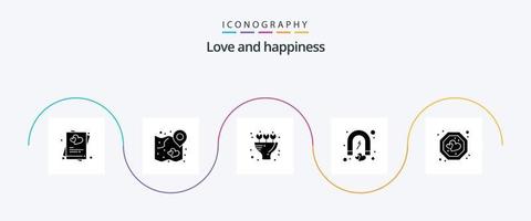 Love Glyph 5 Icon Pack inklusive Romantik. Liebe. Strategie. Herz. gegenwärtig vektor