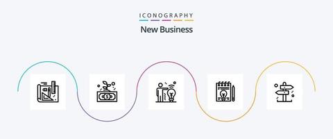 New Business Line 5 Icon Pack inklusive Dokument. investieren . Birne. Geschäft vektor