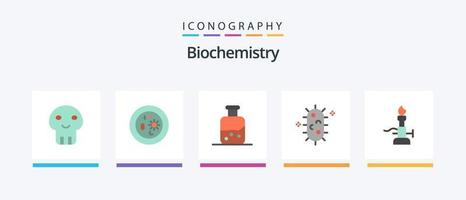Biochemie Flat 5 Icon Pack inklusive Feuer. Biologie. Labor. Biochemie. Flasche. kreatives Symboldesign vektor