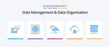 Datenmanagement und Datenorganisation Blue 5 Icon Pack inklusive Dokument. Wolke. Matrix. Kopieren. Management. kreatives Symboldesign vektor