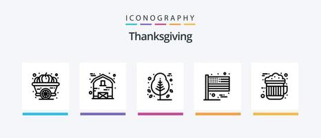 Thanksgiving Line 5 Icon Pack inklusive Sonnenblume. heiß. Blatt. trinken. Schokolade. kreatives Symboldesign vektor