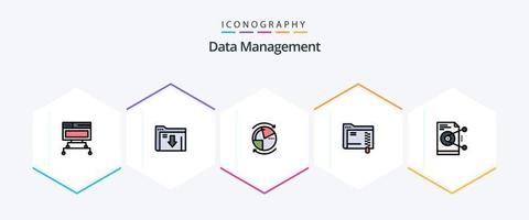 data förvaltning 25 fylld linje ikon packa Inklusive fil. server. data. mapp. server vektor