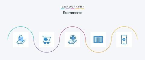 E-Commerce Blue 5 Icon Pack inklusive Markt. Einkaufen. E-Commerce. E-Commerce. Barcode vektor