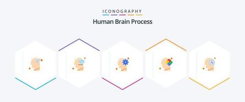 mänsklig hjärna bearbeta 25 platt ikon packa Inklusive pussel. sinne. fulländning. mänsklig. bearbeta vektor