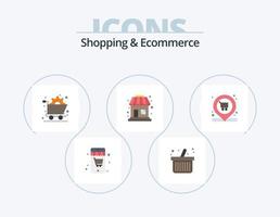 Shopping und E-Commerce Flat Icon Pack 5 Icon Design. . Standort. Einkaufen. Einkaufen. Verkauf vektor