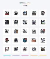 kreative Reise 25 Zeilen gefülltes Icon Pack wie Standort. Fenster. Bereich. Zimmer. Bett vektor
