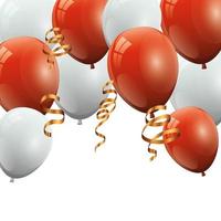 Satz Luftballons Helium rot und weiß isoliert Symbol vektor