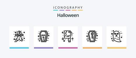 halloween linje 5 ikon packa Inklusive pumpa. ansikte. yxa. webb. halloween. kreativ ikoner design vektor