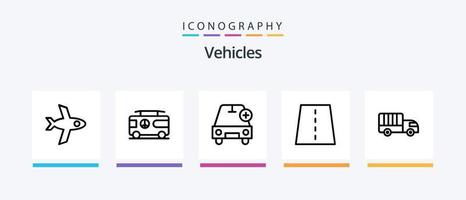 fordon linje 5 ikon packa Inklusive motorväg. kreativ. lastbil. konstruktion. fartyg. kreativ ikoner design vektor