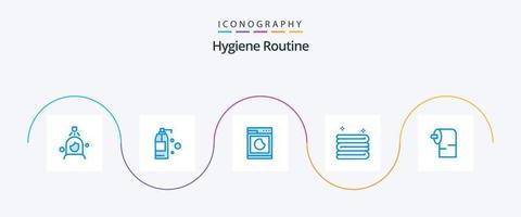 hygien rutin- blå 5 ikon packa Inklusive . papper. maskin. rengöring. rengöring vektor