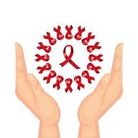 Hände mit Aids Day Awareness Bändern vektor