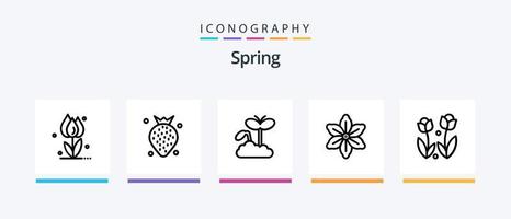 Spring Line 5 Icon Pack inklusive Garten. Topf. Regen. Natur. Frühling. kreatives Symboldesign vektor