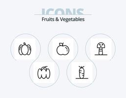 Obst und Gemüse Linie Icon Pack 5 Icon Design. . Gemüse. Frucht. Essen. lecker vektor