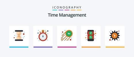 Zeitmanagement Flat 5 Icon Pack inklusive Zeit. Gang. Geschwindigkeit. betrachten. Anwendung. kreatives Symboldesign vektor