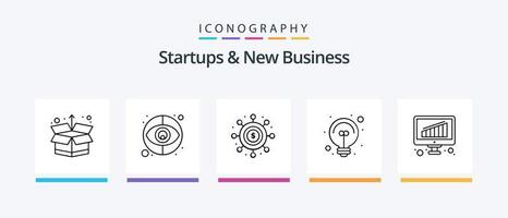 Startups und New Business Line 5 Icon Pack inklusive Analyse. wachsen. Kasse. Finanzen. Kasse. kreatives Symboldesign vektor