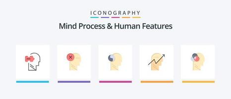 Mind Process und Human Features Flat 5 Icon Pack inklusive Human. Pfeil. markieren. Geist. Brian. kreatives Symboldesign vektor