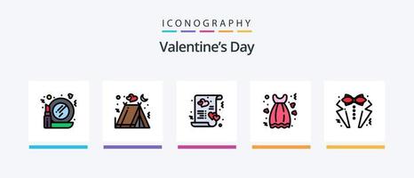 Valentinstag Linie gefüllt 5 Icon Pack inklusive Liebe. Kleid. Karte. Datum. heiraten. kreatives Symboldesign vektor