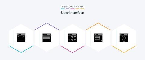Benutzeroberfläche 25 Glyphen-Icon-Pack inklusive Benutzeroberfläche. Kommunikation. Benutzer. Netz. Schnittstelle vektor