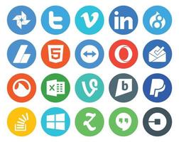 20 Social-Media-Icon-Packs, einschließlich Paypal-Vine-Anzeigen, Excel-Posteingang vektor