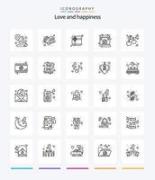 kreative Liebe 25 Umrisse Icon Pack wie Kirsche. Herz. Romantik. Gedicht. Brief vektor