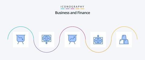 finansiera blå 5 ikon packa Inklusive . finansiera. prestanda. företag. pengar vektor