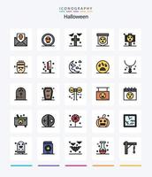 kreatives halloween 25 zeilengefülltes icon pack wie schädel. Halloween. Grusel. Planke. Ruhe in Frieden vektor