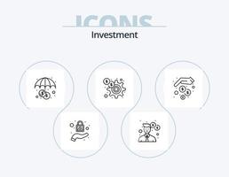 investering linje ikon packa 5 ikon design. fast egendom. investering. guld. uppkopplad. händer vektor