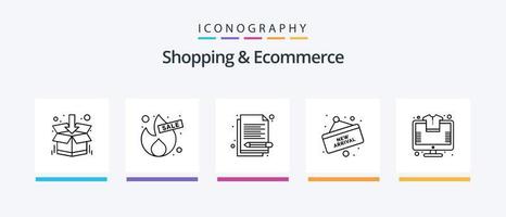 Shopping und E-Commerce Line 5 Icon Pack inklusive . Einkaufen. Einkaufen. Geschäft. Einkaufen. kreatives Symboldesign vektor