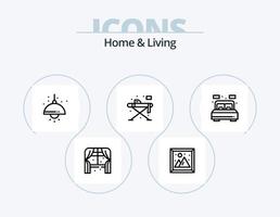 Home and Living Line Icon Pack 5 Icon Design. Sofa. heim. Bücherregal. Möbel. Abendessen vektor