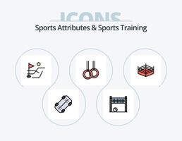Sportattribute und Sporttrainingslinie gefüllt Icon Pack 5 Icon Design. Ring. Fußball. Ball. Freunde. Ball vektor