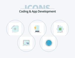 Codierung und App-Entwicklung Flat Icon Pack 5 Icon Design. App. Zertifikat. Internet. Design. Logo vektor