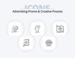 Werbepromo und kreative Prozesslinie Icon Pack 5 Icon Design. finanziell. Analyse. skizzieren. Studio. Design vektor