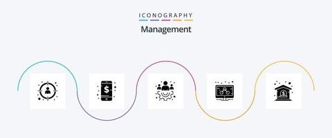 Management Glyphe 5 Icon Pack inklusive Dollar. Bank. schlau. Marketing. Geschäft vektor