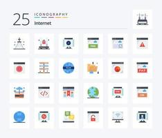 Internet 25 Flat Color Icon Pack inklusive Technologie. frei. Schutz. Zugang. Spieler vektor