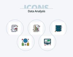 data analys linje fylld ikon packa 5 ikon design. analyser. förvaltning. server. utveckling. server vektor