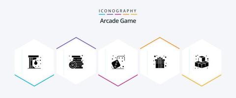 Arcade 25 Glyphen-Icon-Pack inklusive Spielen. Spaß. Spielzeuge. Kasten. spielen vektor