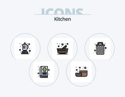 kök linje fylld ikon packa 5 ikon design. sopor. varit. måltid. korg. kök vektor