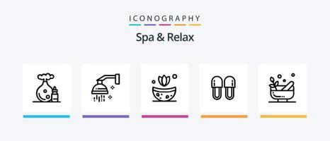 Spa und Relax Line 5 Icon Pack inklusive Stein. Spa. Schönheit. Felsen. Entspannung. kreatives Symboldesign vektor