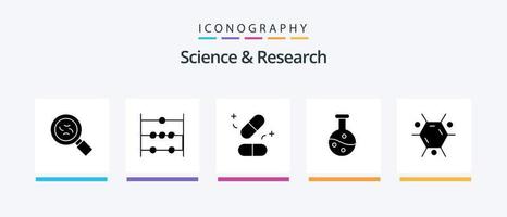 vetenskap glyf 5 ikon packa Inklusive . vetenskap. tabletter. molekyl. vetenskap. kreativ ikoner design vektor