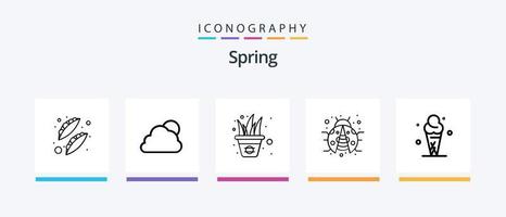 Spring Line 5 Icon Pack inklusive Pflanze. Blatt. Wolke. Insekt. Schmetterling. kreatives Symboldesign vektor