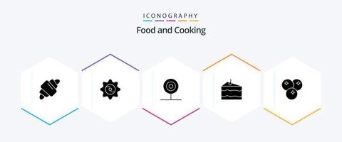 Lebensmittel 25 Glyphen-Icon-Pack einschließlich Cranberry. essen. Süssigkeit. trinken. Küche vektor