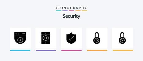 Security Glyph 5 Icon Pack inklusive . Sicherheit. Schutz. sperren. kreatives Symboldesign vektor