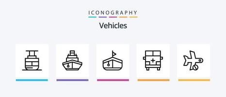 fordon linje 5 ikon packa Inklusive transport. flyg. fordon. kolla upp. transport. kreativ ikoner design vektor