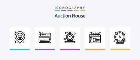 Auction Line 5 Icon Pack inklusive Gesetz. Gleichgewicht. klassisch. Zeit. alt. kreatives Symboldesign vektor