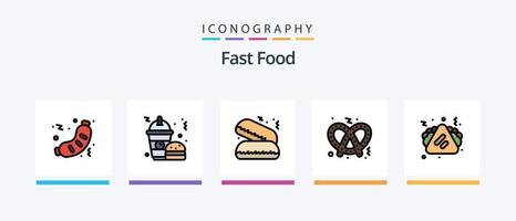 snabb mat linje fylld 5 ikon packa Inklusive . mat. guacamole. kreativ ikoner design vektor