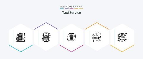 Taxi-Service-Icon-Paket mit 25 Zeilen, einschließlich . Sirene. Karte. Taxi. Gespräch vektor