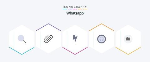 WhatsApp 25 Flat Icon Pack inklusive Basic. Kamera. Leistung. ui. Kopfhörer vektor