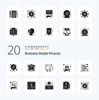 20 finanzieren solides Glyphen-Icon-Paket wie die Spende von Krypto-Fonds für Verwaltungsvermögenswerte vektor