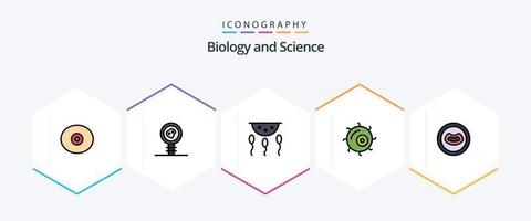 Biologie 25 Filledline Icon Pack inklusive Mund. Anatomie. Biologie. Anlage. Zelle vektor